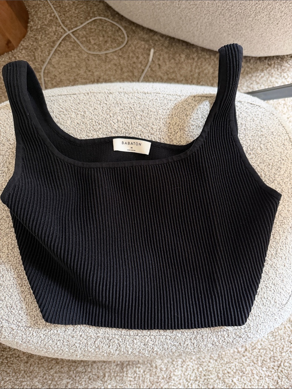 Aritzia Black Ribbed Square-Neck Crop Top